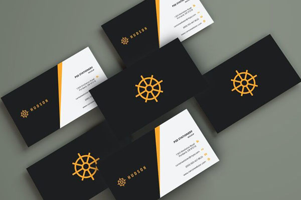 Six Business Cards With Front and Back View Mockup