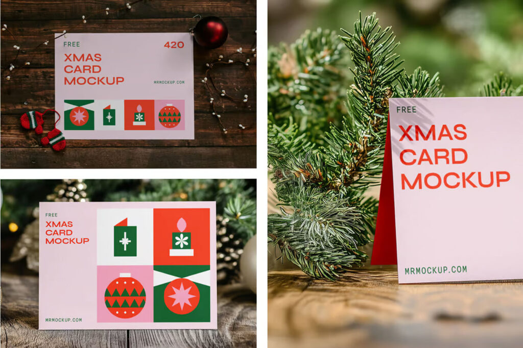 Six Christmas Card Mockups