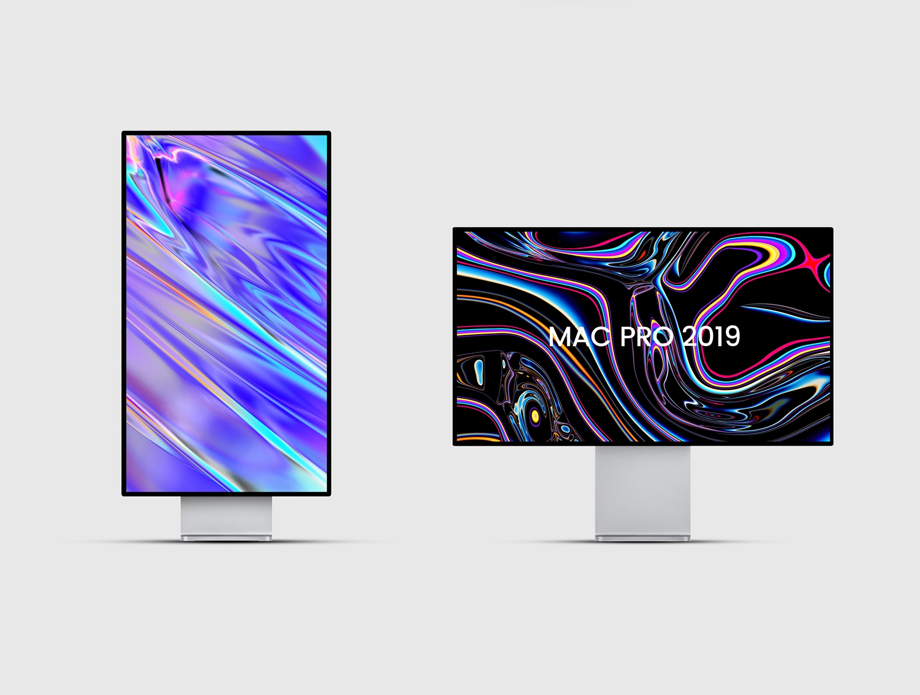 Six Mac Pro on Stand Scene Mockups FREE PSD