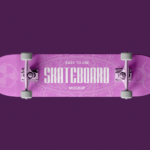 Skateboard Mockup with Wheels