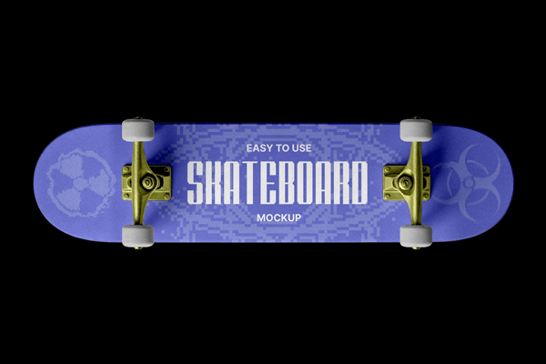 Skateboard Mockup with Wheels