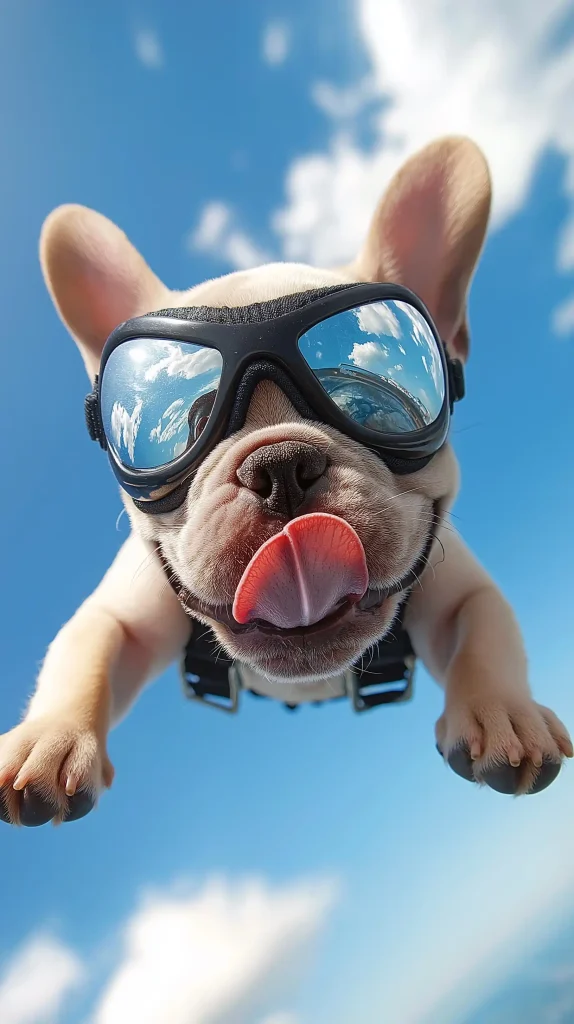 Skydiving Bulldog in Motion