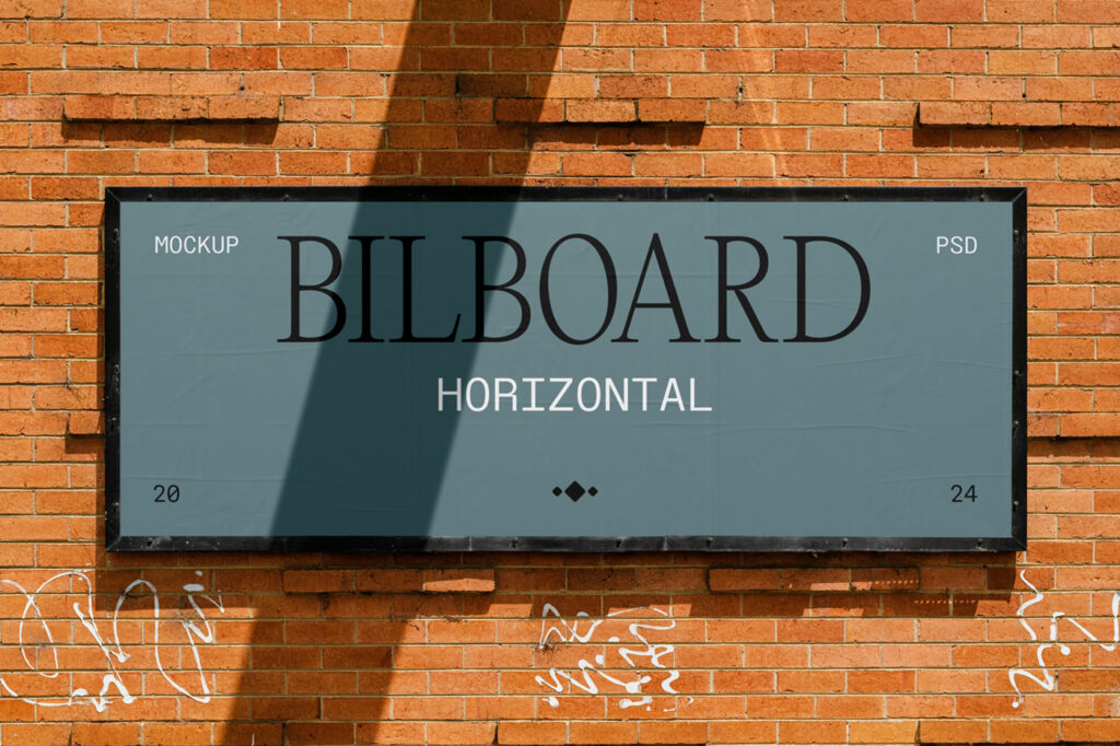 Small Billboard on Brick Wall Mockup