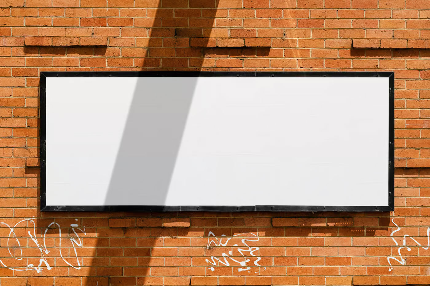 Free Small Billboard on Brick Wall Mockup PSD Template