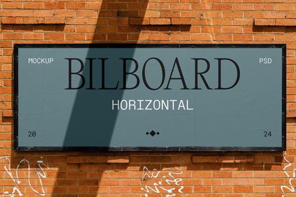 Small Billboard on Brick Wall Mockup