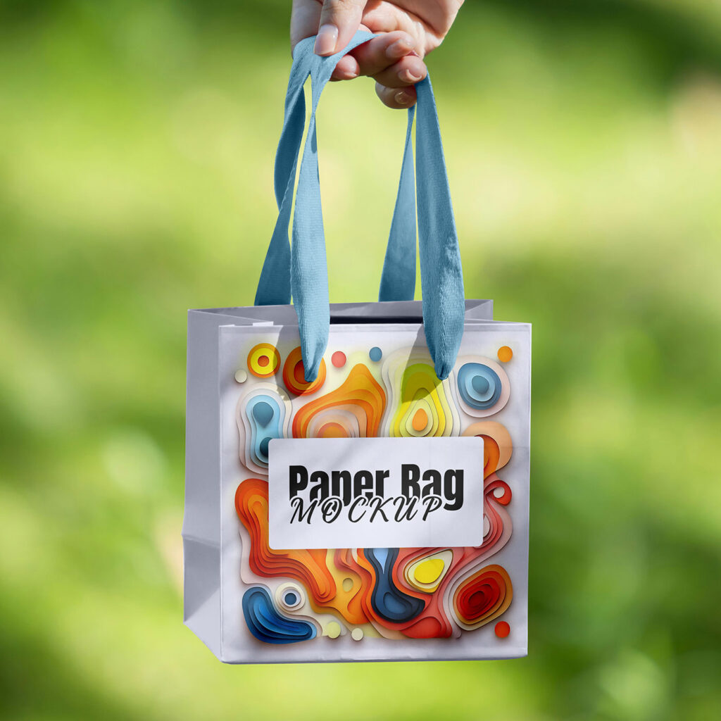 Small Gift Bag in Hand Mockup
