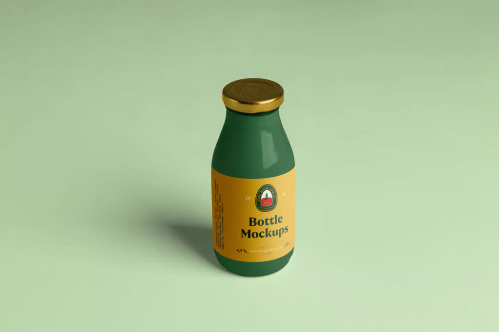 Small Glass Juice Bottle Mockup