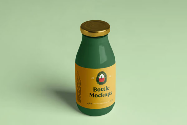Small Glass Juice Bottle Mockup