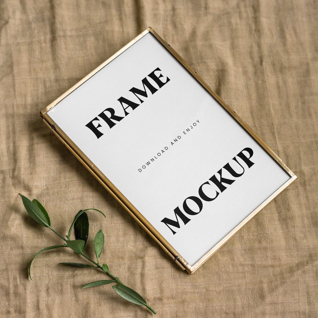 Small Golden Frame Mockup in Perspective Vision