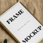 Small Golden Frame Mockup in Perspective Vision
