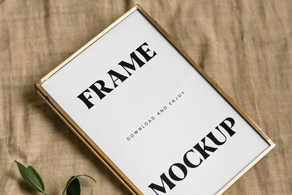 Small Golden Frame Mockup in Perspective Vision