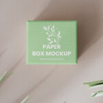 Small Paper Gift Box Mockup in Top Vision
