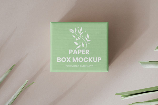 Small Paper Gift Box Mockup in Top Vision