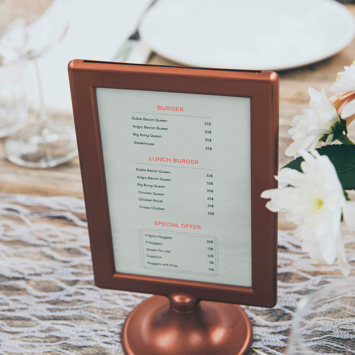 Free Small Stand Menu Mockup PSD Template