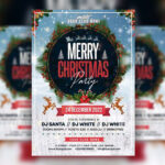Snowy, Illustrated, Festive Christmas Eve Party Flyer Template