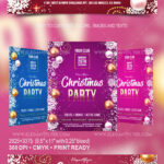 Snowy Ornamental Christmas Party Flyer and Facebook Cover Template