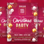 Snowy Ornamental Christmas Party Flyer and Facebook Cover Template