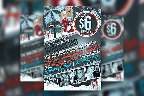 Snowy Winter Christmas Party Flyer Template