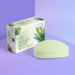 Soap Bar Mockup Along with the Packaging Box in Perspective