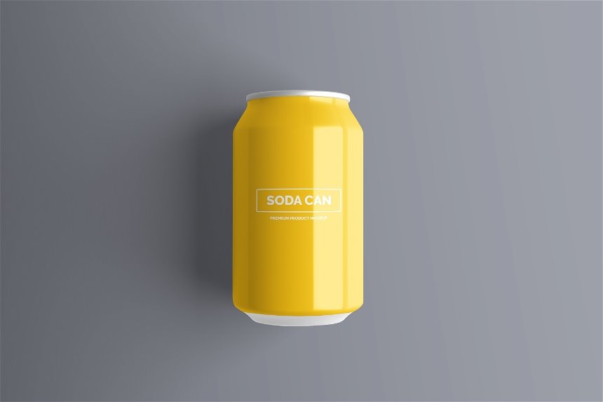 Soda Can Mockup 330ml in 4 Sights