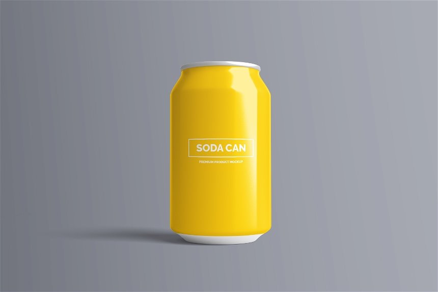 Soda Can Mockup 330ml in 4 Sights