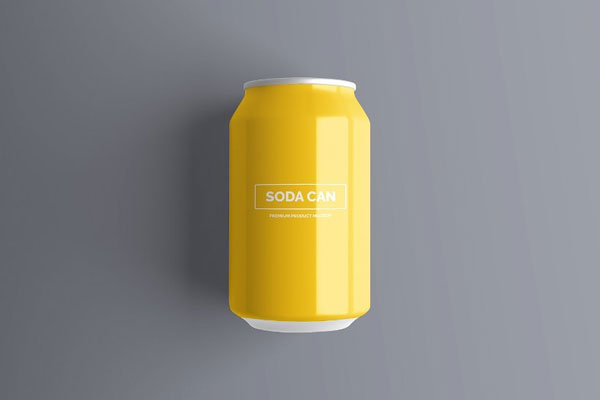 Soda Can Mockup 330ml in 4 Sights