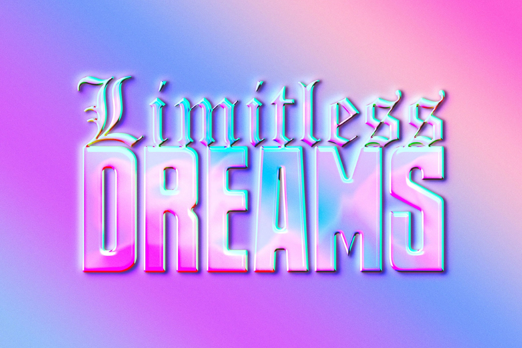 Free Soft Holographic Text Effect / Logo Mockup PSD Template