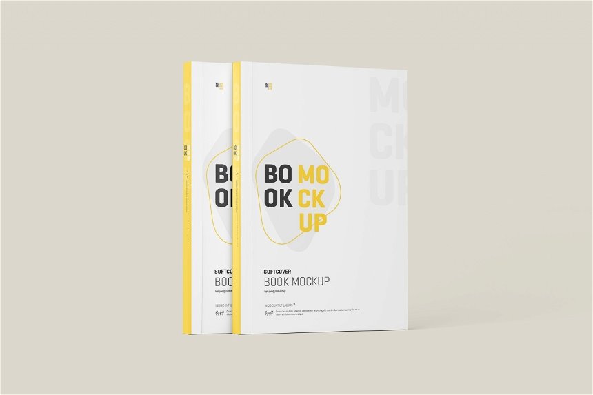 Softcover Book Mockup in 4 Sights