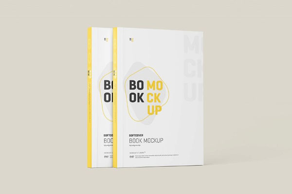 Softcover Book Mockup in 4 Sights