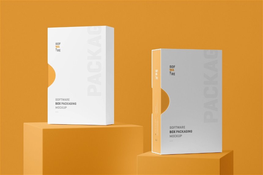 Software Box Mockup Slip Case in 4 Shots