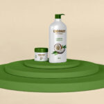 Spa Cosmetics Conditioner Bottle and Cream Jar on Podium Mockup