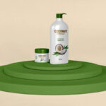 Spa Cosmetics Conditioner Bottle and Cream Jar on Podium Mockup