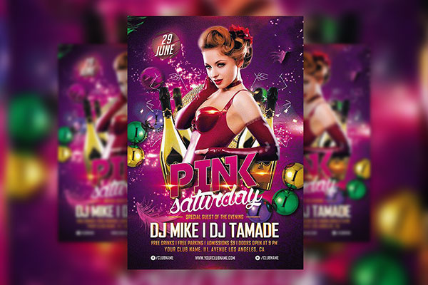 Sparkle Pink Party Flyer Template and Facebook Cover