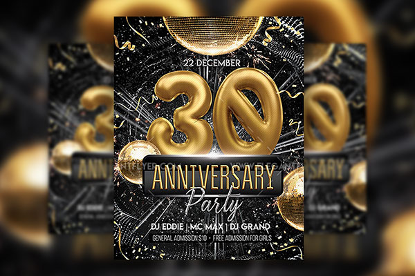 Sparkly Anniversary Party Flyer / Instagram Post and Facebook Cover Templates