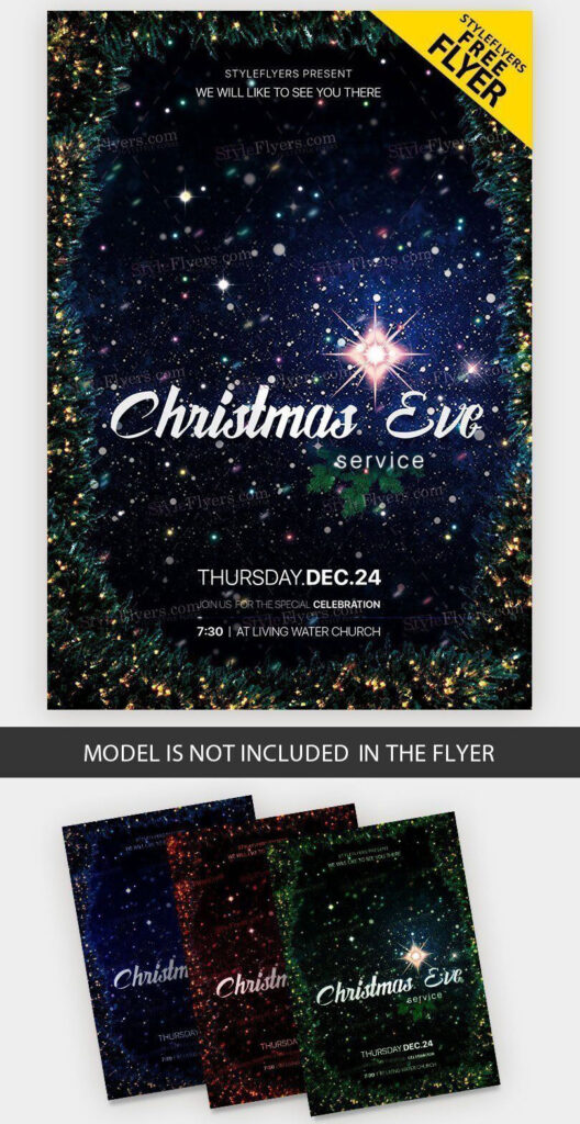 Sparkly Border Christmas Eve Flyer Template