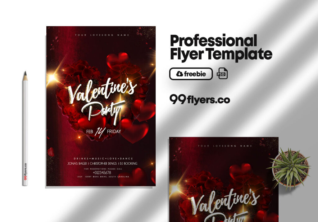 Sparkly Elegant Valentine’s Day Flyer Template