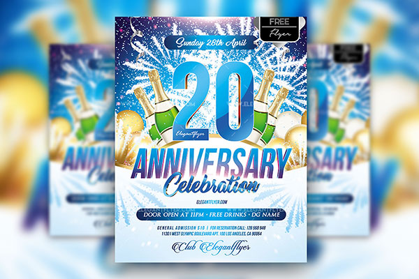 Sparkly Modern Anniversary Flyer Template and Facebook Cover