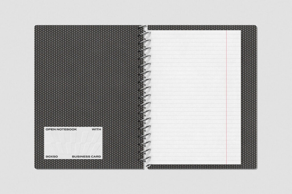 Spiral Notebook Business Card Mockup