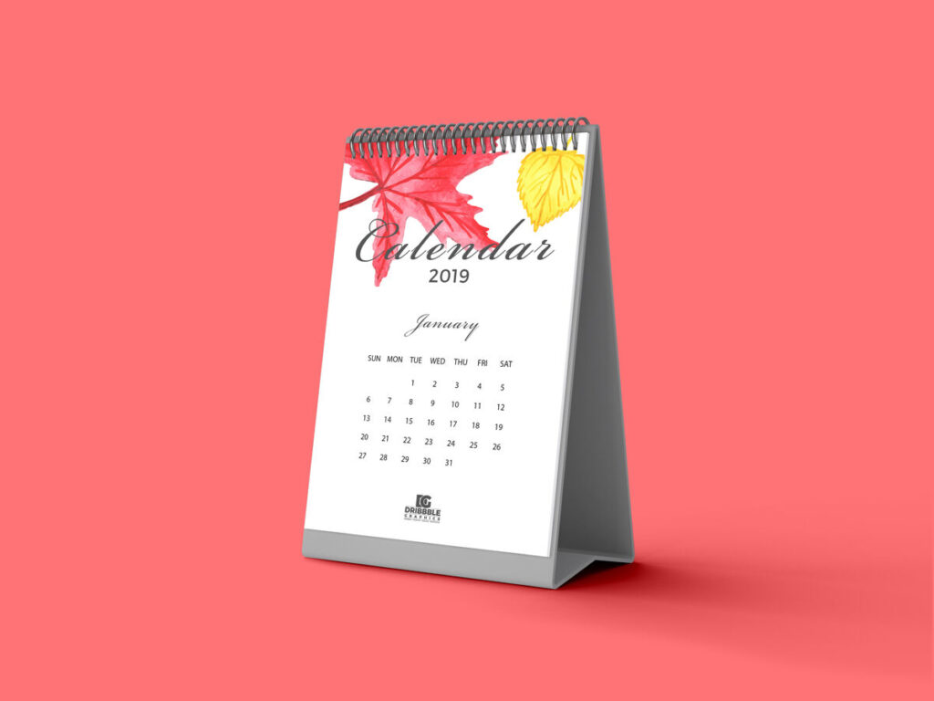 Spiral Wired Standing Calendar Mockup