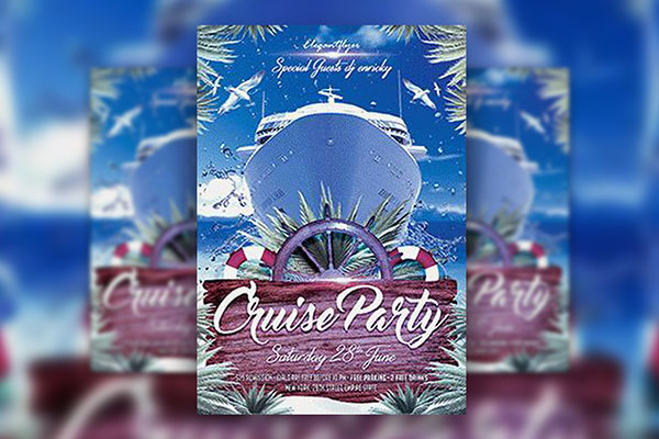 Splash Tropical Cruise Party Flyer Template and Facebook Cover
