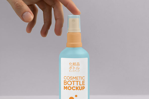 Spray Bottle with Hand Mockup
