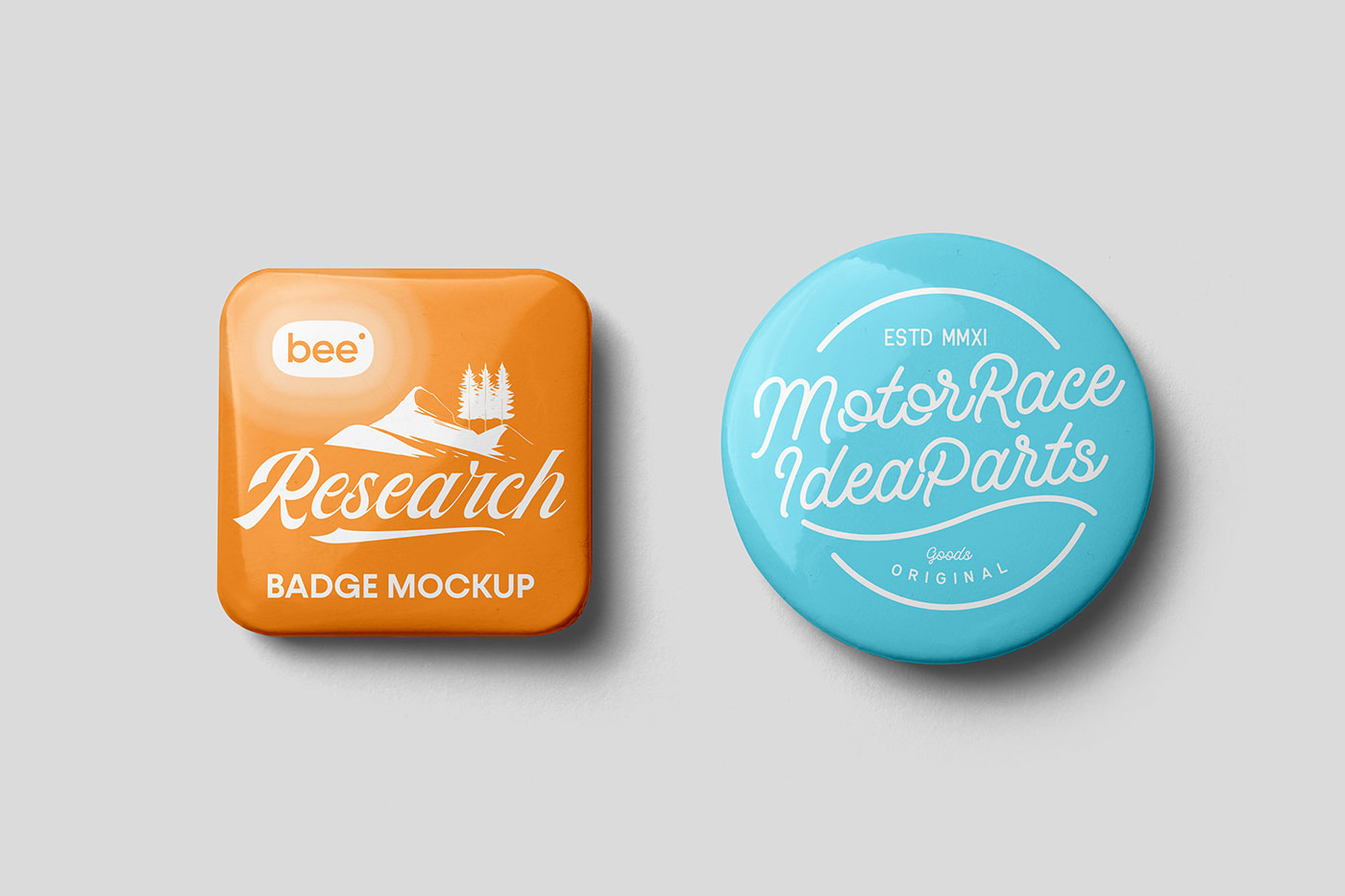 Free Square and Circle Badge Mockup PSD Template