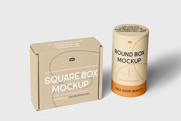 Square and Tube Boxes Mockup