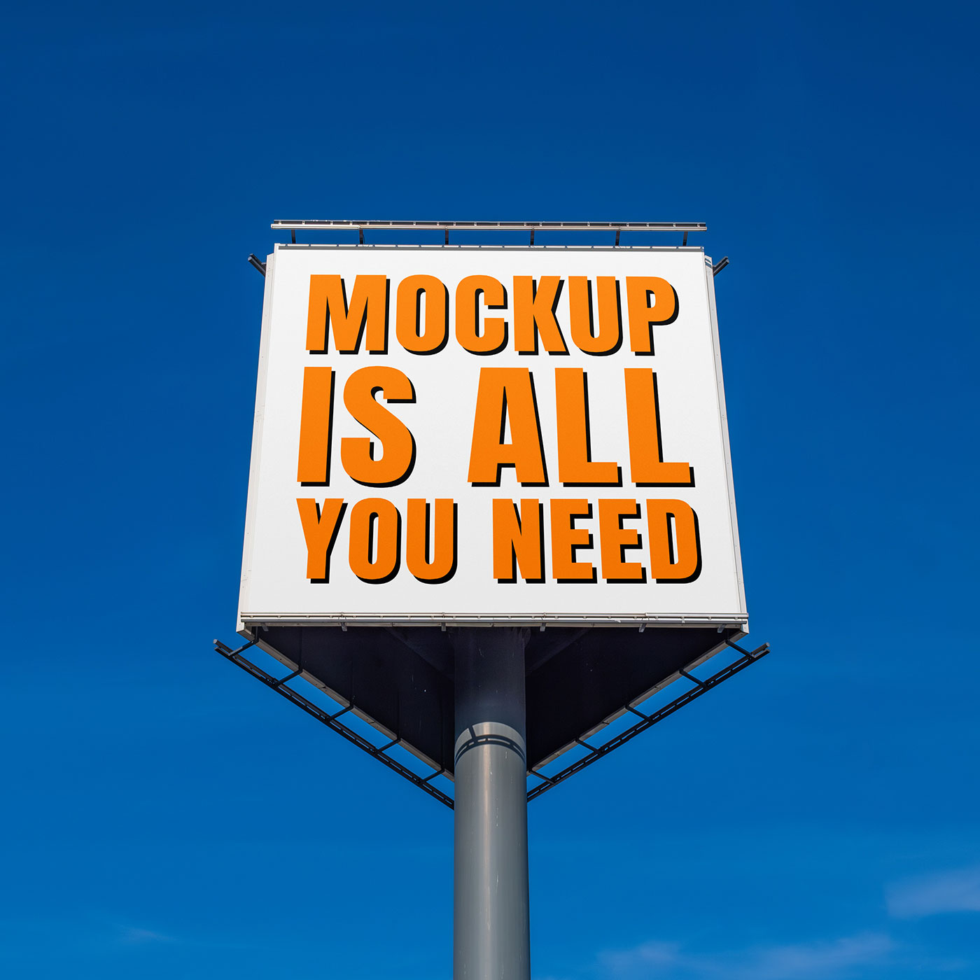 Free Square Billboard on Blue Sky Mockup PSD Template