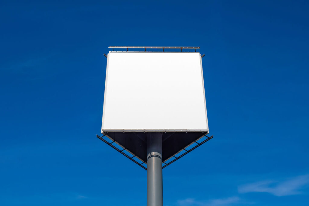 Square Billboard on Blue Sky Mockup