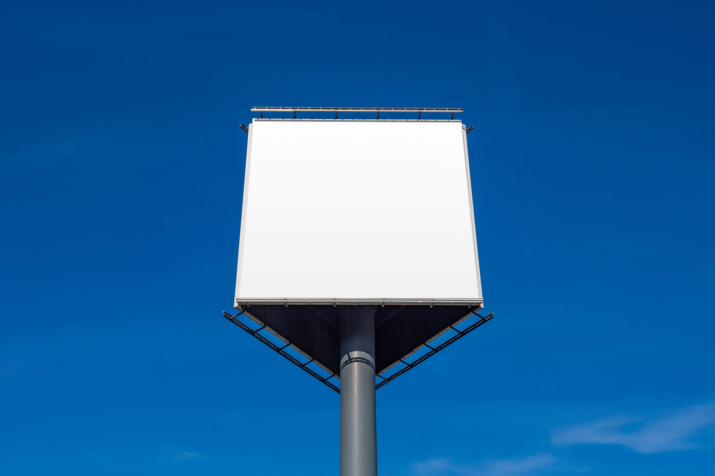 Free Square Billboard on Blue Sky Mockup PSD Template