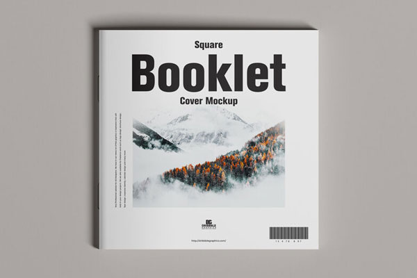 Square Booklet Cover Laid in Top View Mockup