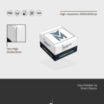 Square Box Mockup in 3 Showcases