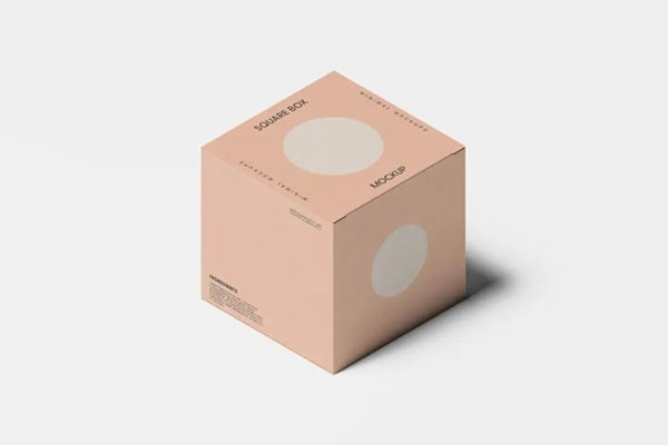 Square Box Mockup in Perspective Vision
