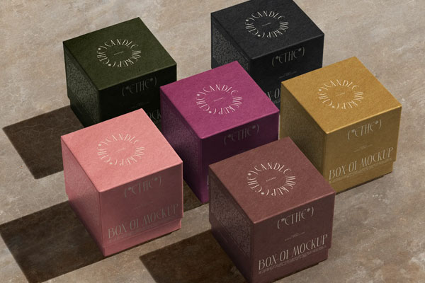 Square Box Mockups on Concrete